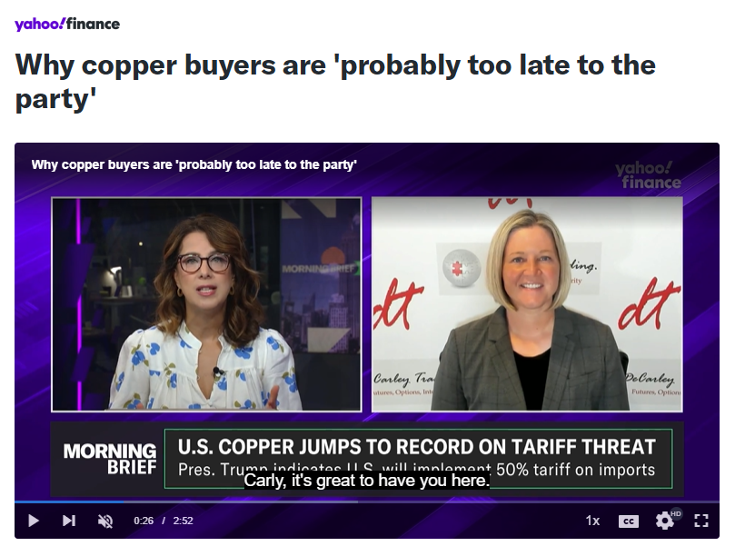 yahoo finance copper futures trump tariff