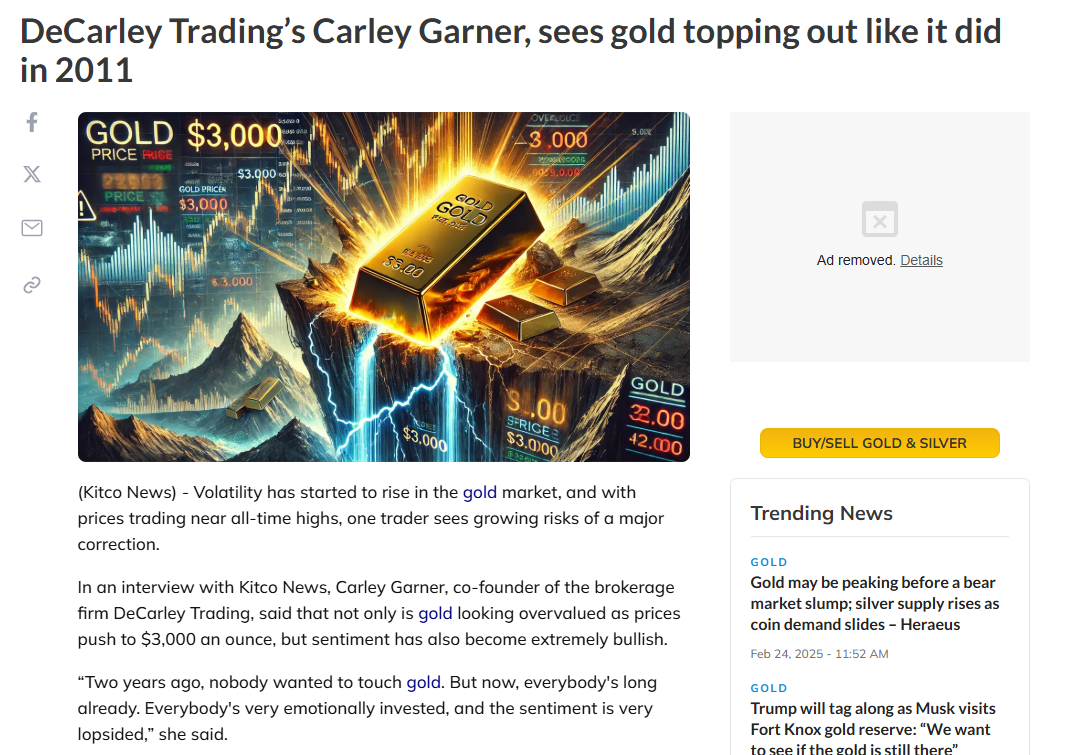 gold market topping out near 3000